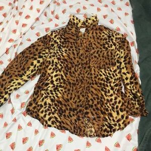 Leopard print button down blouse